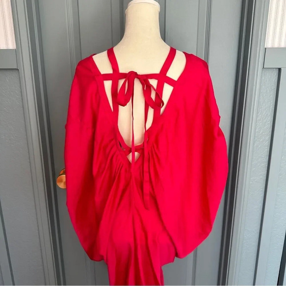 BCBG Max Azria Women's Hot Pink Oversized Flowy Tie Back Blouse - Picture 6 of 9